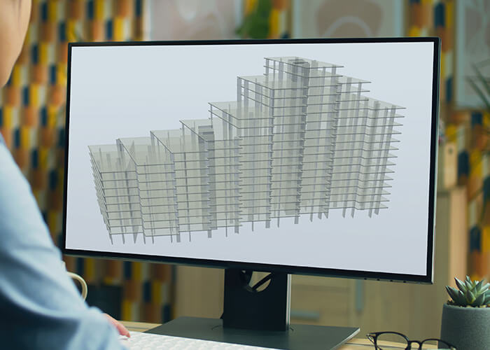 simulation of a large concrete buildingimulatio
