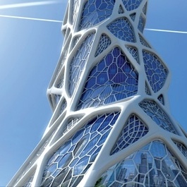 Altair’s OptiStruct® topology optimization software was used to explore architectural design variants for the Bionic Tower high-rise proposal.  